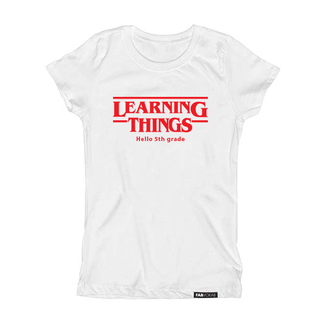 LEARNING THINGS, Hello 5th Grade Kids, Girls, Boys, Teen Short Sleeve T-shirt (Custom) FABVOKAB