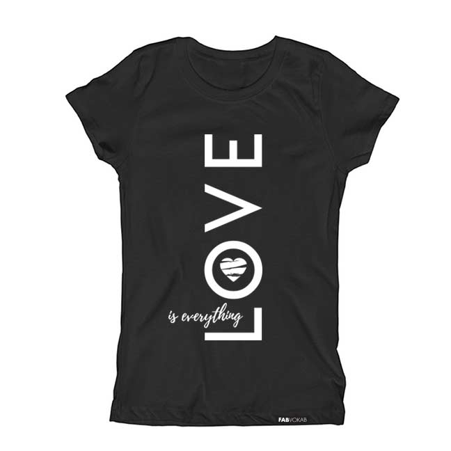 LOVE IS EVERYTHING Girls, Boys Kids Teens Valentine's Short Sleeve T-shirt FABVOKAB