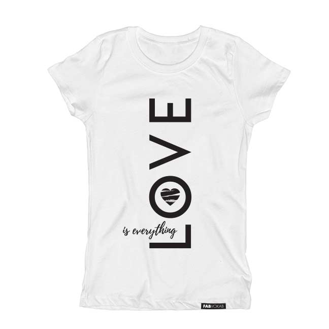 LOVE IS EVERYTHING Girls, Boys Kids Teens Valentine's Short Sleeve T-shirt FABVOKAB