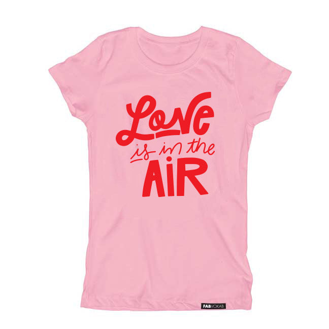 LOVE IS IN THE AIR Pink Kids, Girls, Boys, Unsex Short Sleeve T-shirt FABVOKAB