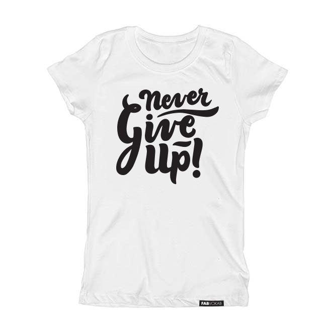 NEVER GIVE UP Kids Short Sleeve graphic T-shirt FABVOKAB