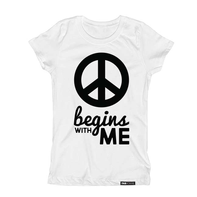 PEACE BEGINS WITH ME Short Sleeve T-shirt FABVOKAB