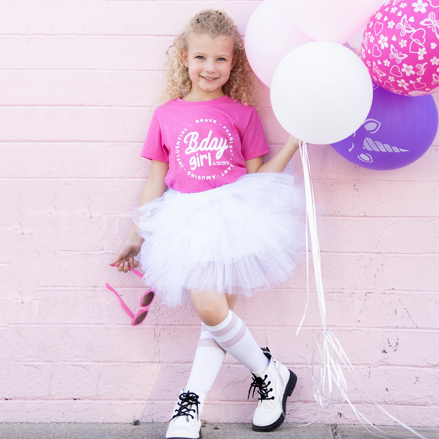 BIRTHDAY GIRL. Kids PINK graphic tee FABVOKAB