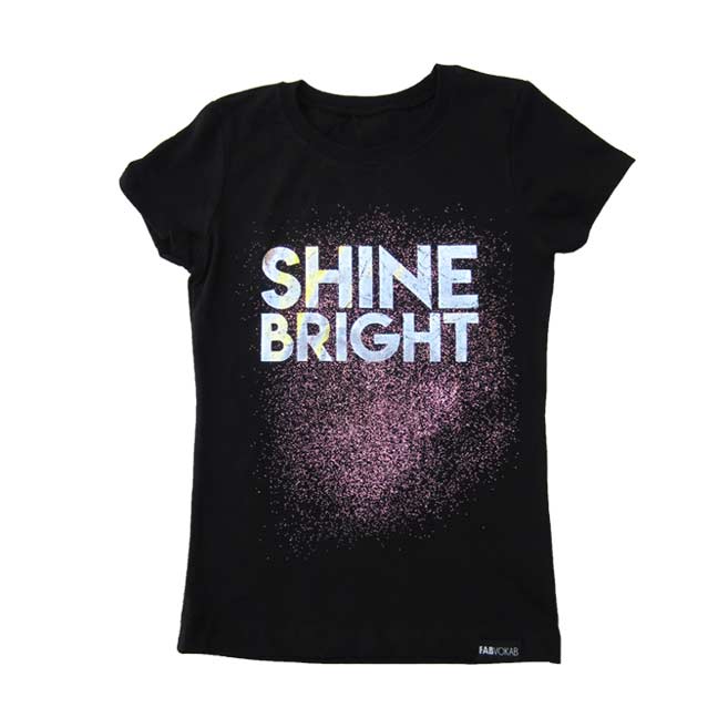 SHINE BRIGHT IN PINK AND SILVER FOIL Short Sleeve T-shirt FABVOKAB