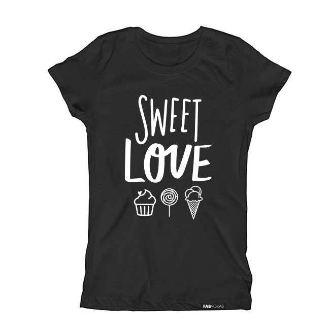 SWEET LOVE affection Kids, Teens, Girls Short Sleeve T-shirt FABVOKAB