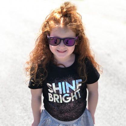 SHINE BRIGHT IN PINK AND SILVER FOIL Short Sleeve T-shirt FABVOKAB