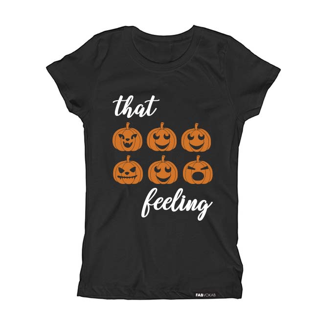 THAT PUMPKIN FEELING KDS, BOYS, GIRLS, UNISEX, TEEN HALLOWEEN T-SHIRT FABVOKAB