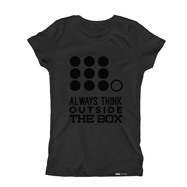 ALWAYS THINK OUTSIDE THE BOX BLACK ON BLACK Short Sleeve T-shirt FABVOKAB