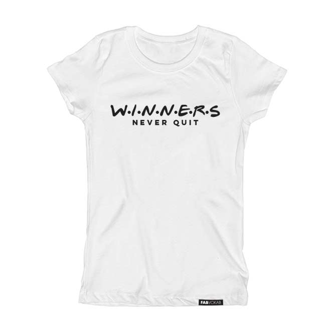 WINNERS NEVER QUIT Short Sleeve T-shirt FABVOKAB