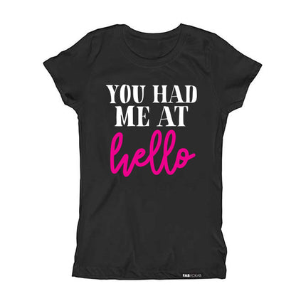 You had me at Hello Kids, Girls, Boys, Teen Short Sleeve Valentine's T-shirt FABVOKAB
