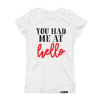 You had me at Hello Kids, Girls, Boys, Teen Short Sleeve Valentine's T-shirt FABVOKAB