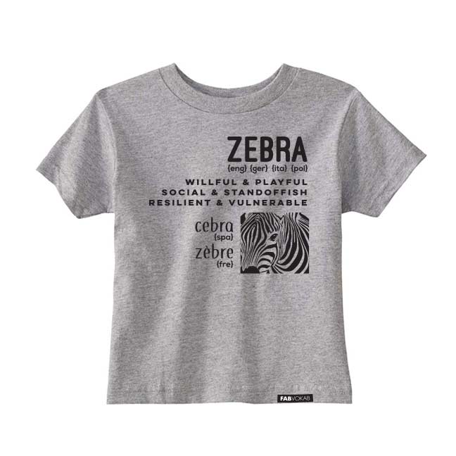 ZEBRA MULTI-LANGUAGE Short Sleeve T-shirt FABVOKAB