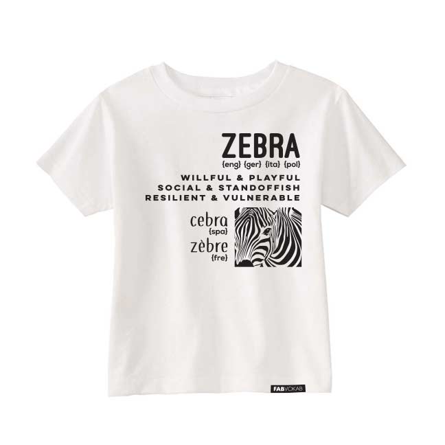 ZEBRA MULTI-LANGUAGE Short Sleeve T-shirt FABVOKAB