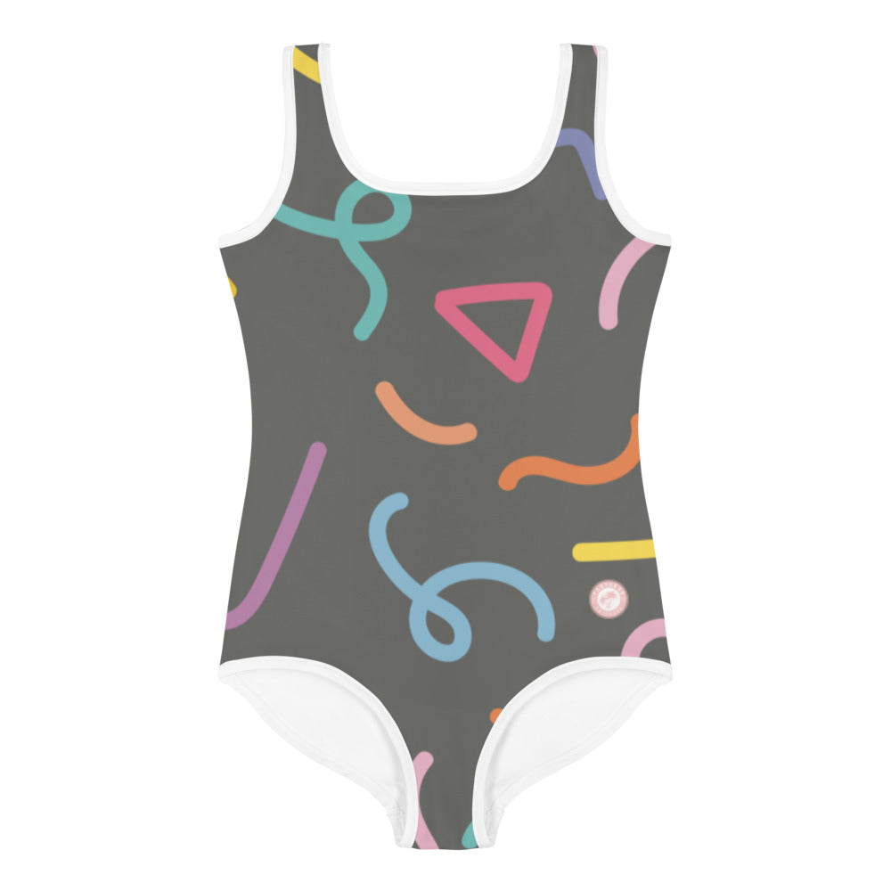 Colorful Lines Kids Little Girls Swimsuit FABVOKAB
