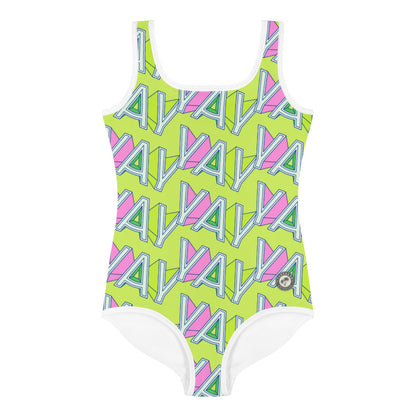 YAY Neon Green Kids Little Girls Swimsuit FABVOKAB