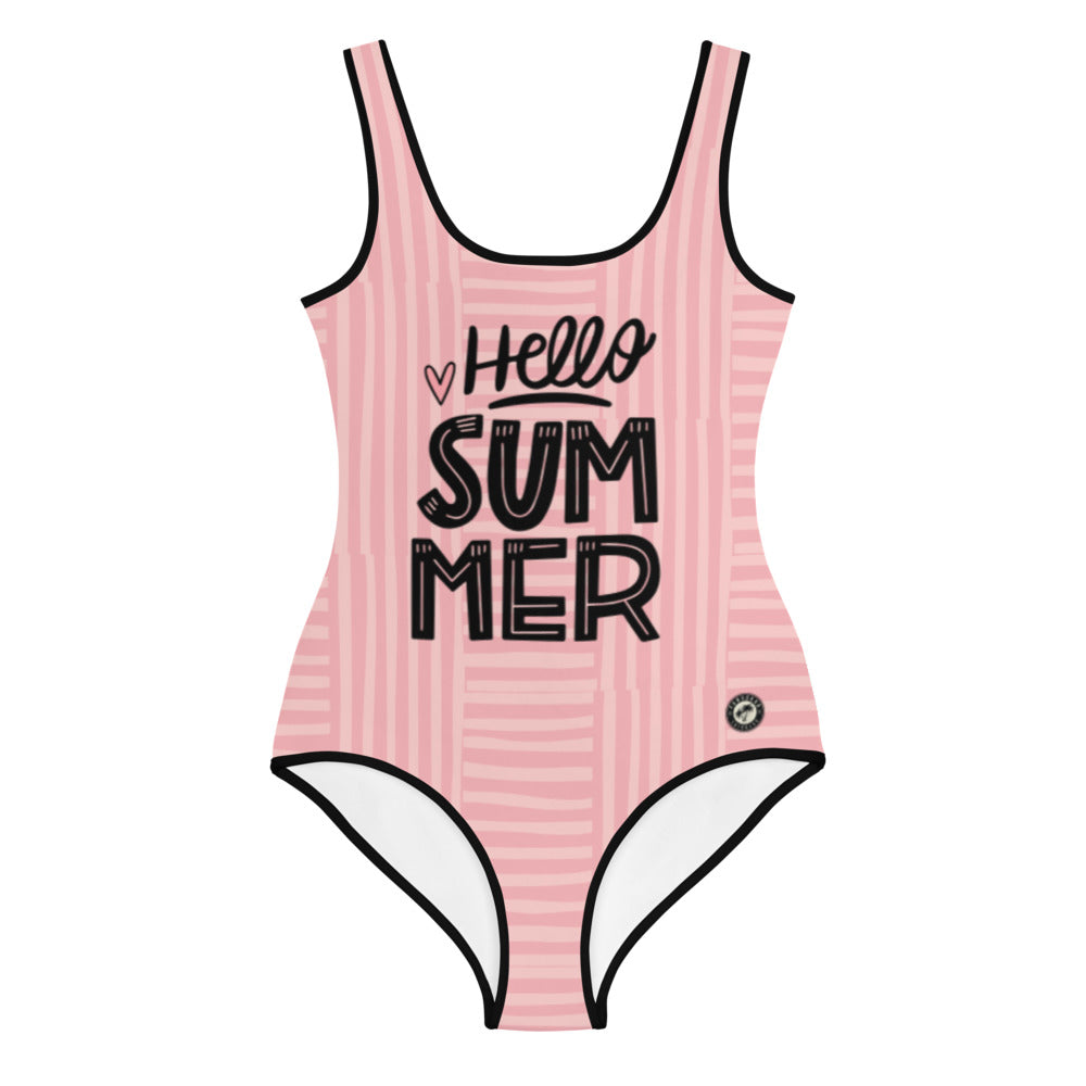 Hello Summer Kids Big Girls Swimsuit pink