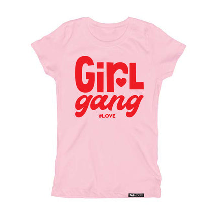 GIRL GANG #LOVE Pink Kids, Girls, Boys, Teen Short Sleeve T-shirt FABVOKAB