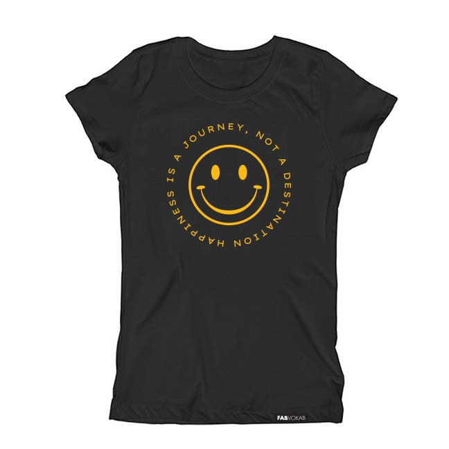 Happiness is a Journey... Kids, Girls Short Sleeve T-shirt FABVOKAB