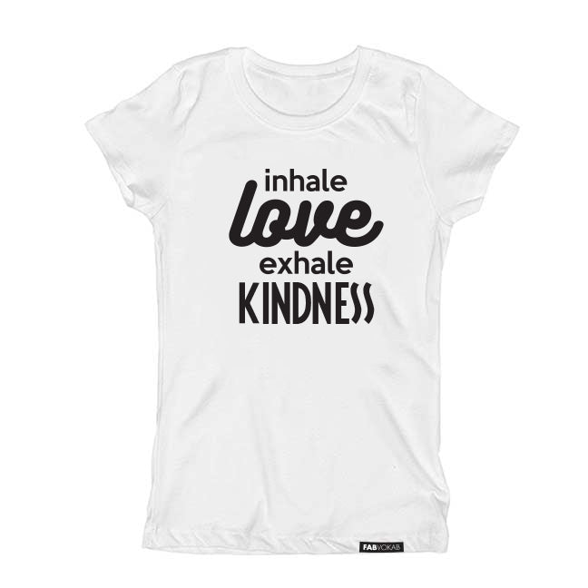 Inhale LOVE exhale KINDNESS Kids, Teen Short Sleeve T-shirt FABVOKAB
