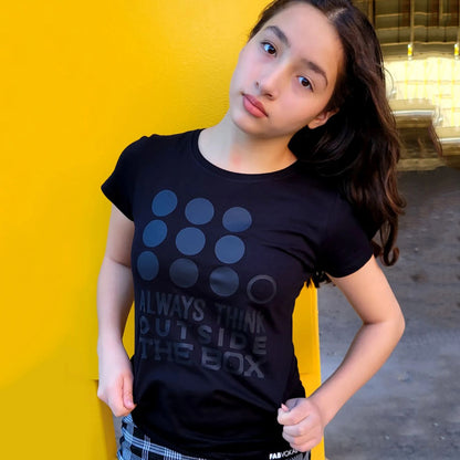 ALWAYS THINK OUTSIDE THE BOX BLACK ON BLACK Short Sleeve T-shirt FABVOKAB