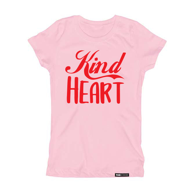 KIND HEART Pink Short Sleve T-shirt FABVOKAB