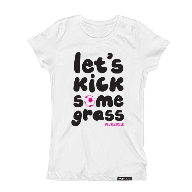 Let's kick some grass #lovesoccer Kids, Boys. Girls Short Sleeve T-shirt FABVOKAB