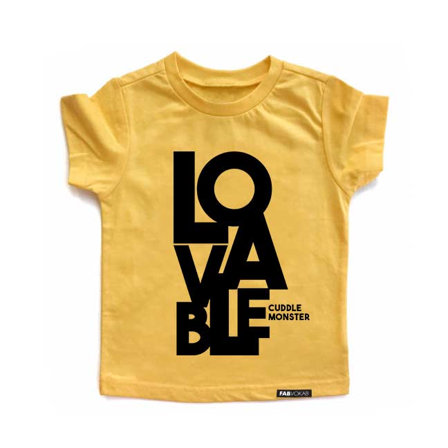 LOVABLE Yellow Short Sleve Kids T-shirt FABVOKAB