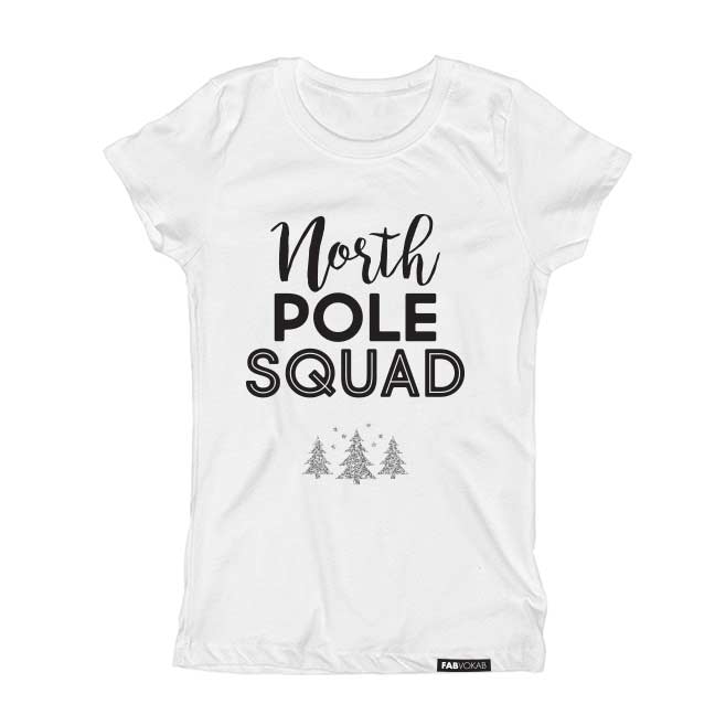 NORTH POLE SQUAD with Glitter Kids, Girls, Teens Short Sleeve T-shirt FABVOKAB