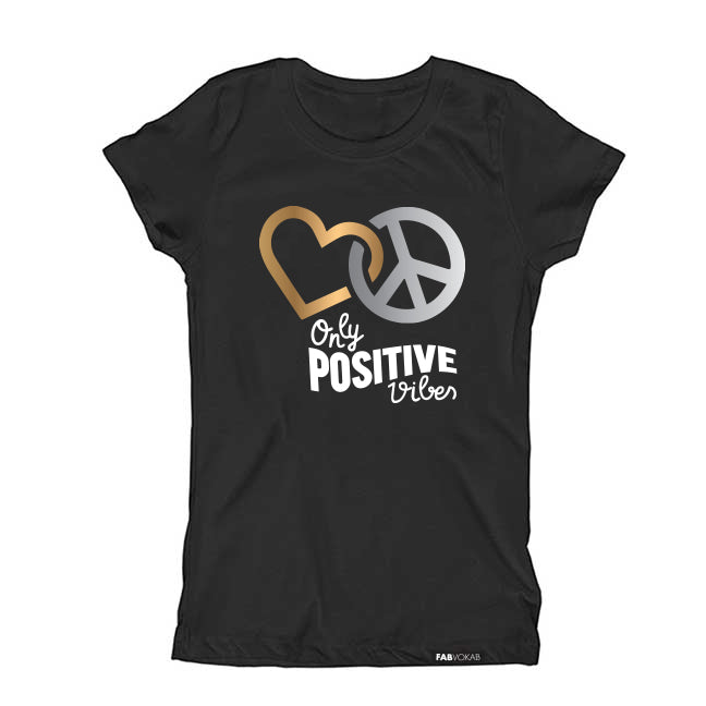 ONLY POSITIVE VIBES Kids, Teen Short Sleeve T-shirt FABVOKAB