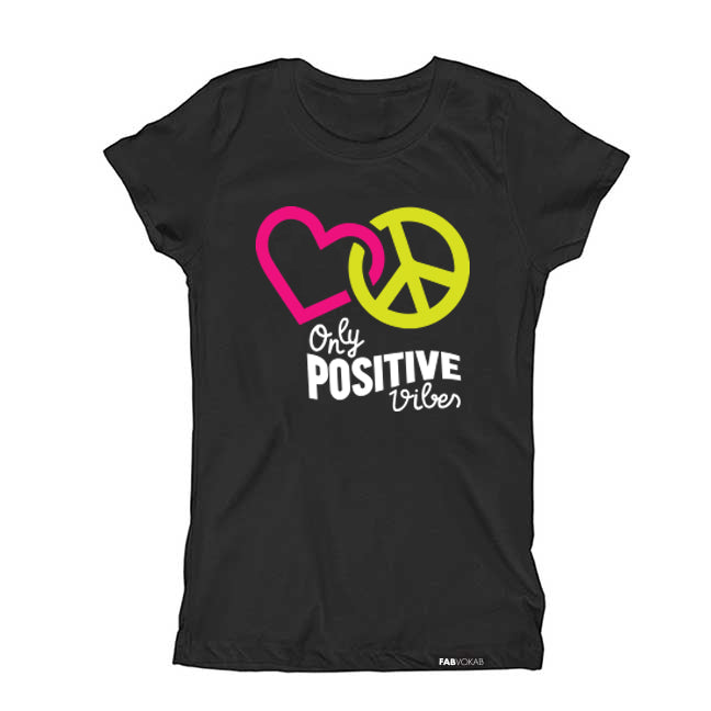 ONLY POSITIVE VIBES Kids, Teen Short Sleeve T-shirt FABVOKAB