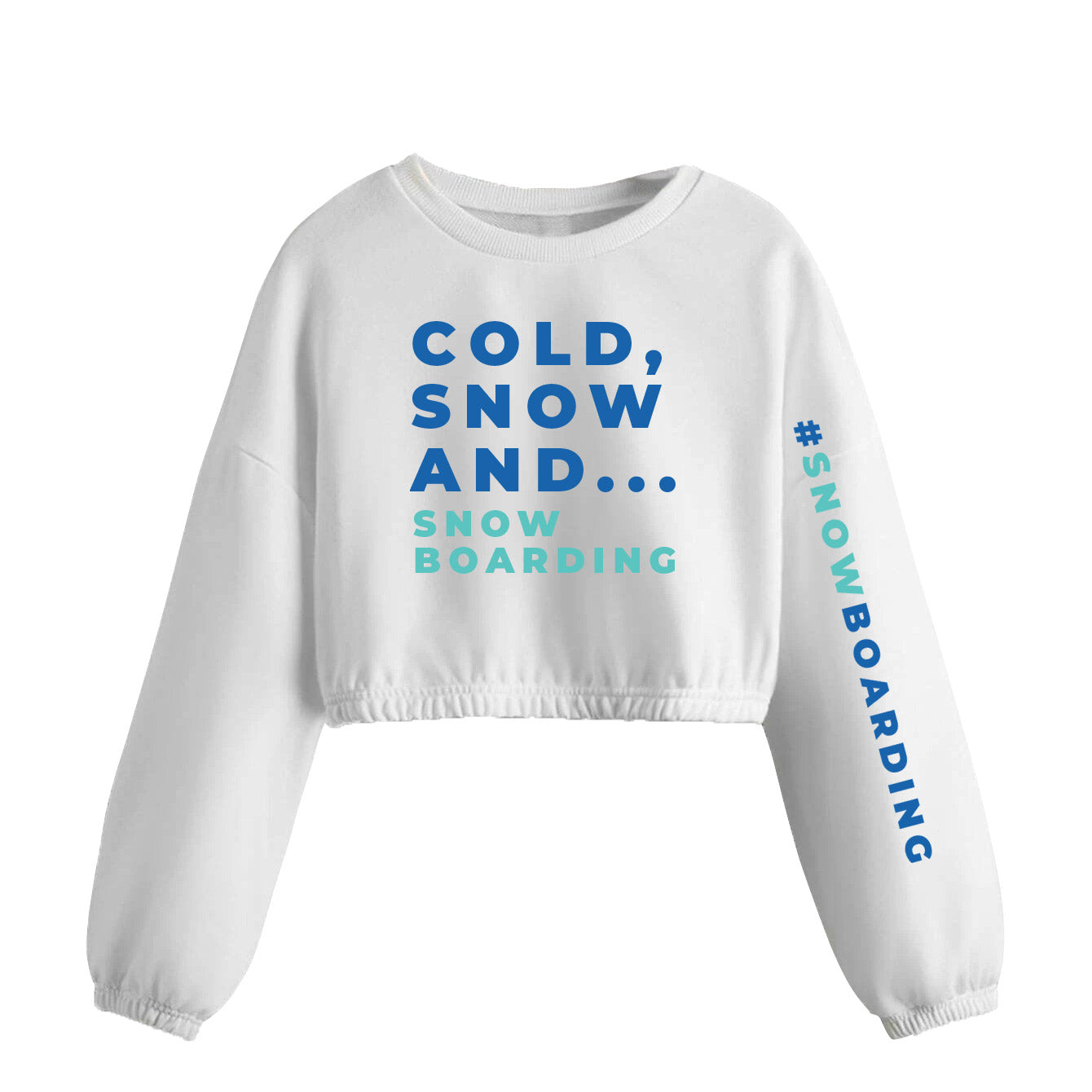 COLD, SNOW AND...SNOWBOARDING Girls, Teen, Kids White crop top FABVOKAB