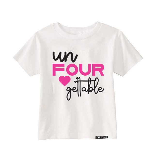 UN FOUR GETTABLE KIDS BIRTHDAY 4th birthday Short Sleeve T-shirt FABVOKAB