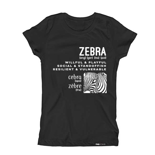 ZEBRA MULTI-LANGUAGE Short Sleeve T-shirt FABVOKAB