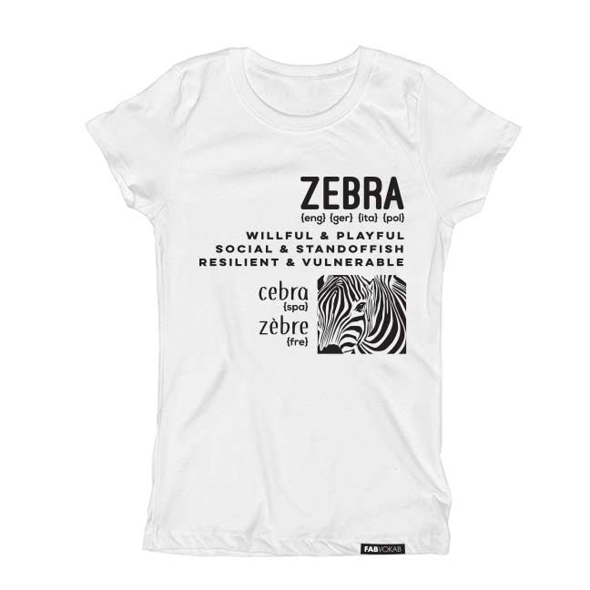 ZEBRA MULTI-LANGUAGE Short Sleeve T-shirt FABVOKAB